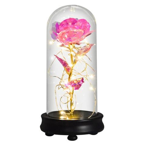 Galaxy and Golden Rose In LED Glass Dome