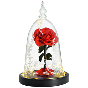 ORIGINAL Beauty & The Beast Forever Rose In LED Glass Dome