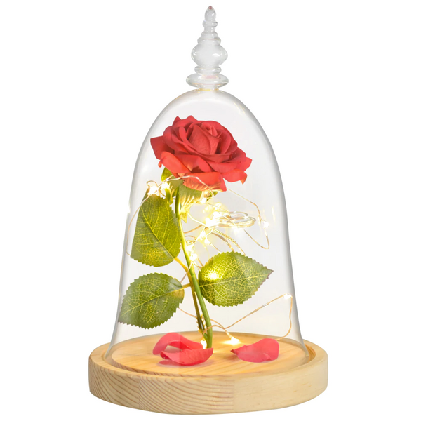 ORIGINAL Beauty & The Beast Forever Rose In LED Glass Dome