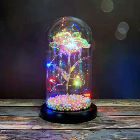 ROMANTIC GALAXY ROSE In A Glass Dome With LED Light