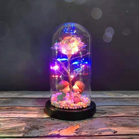 LOVE STORY In A Glass Dome With LED Light