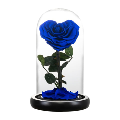 BLUE Forever Rose In Glass Dome